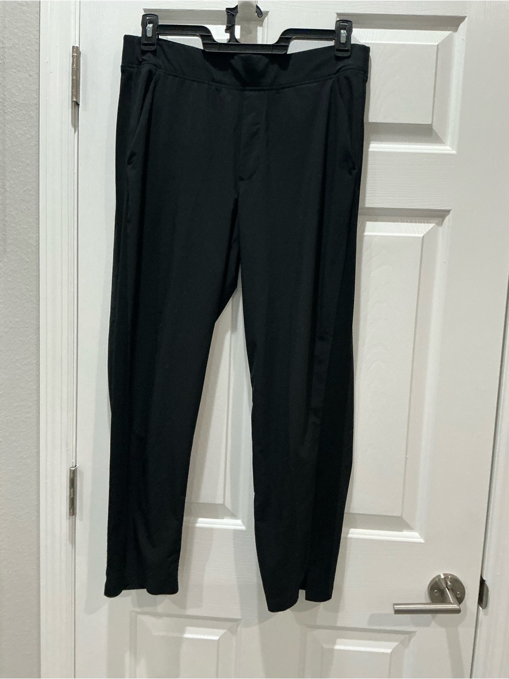 Athleta endless Satin  side, striped pants, black size 12
